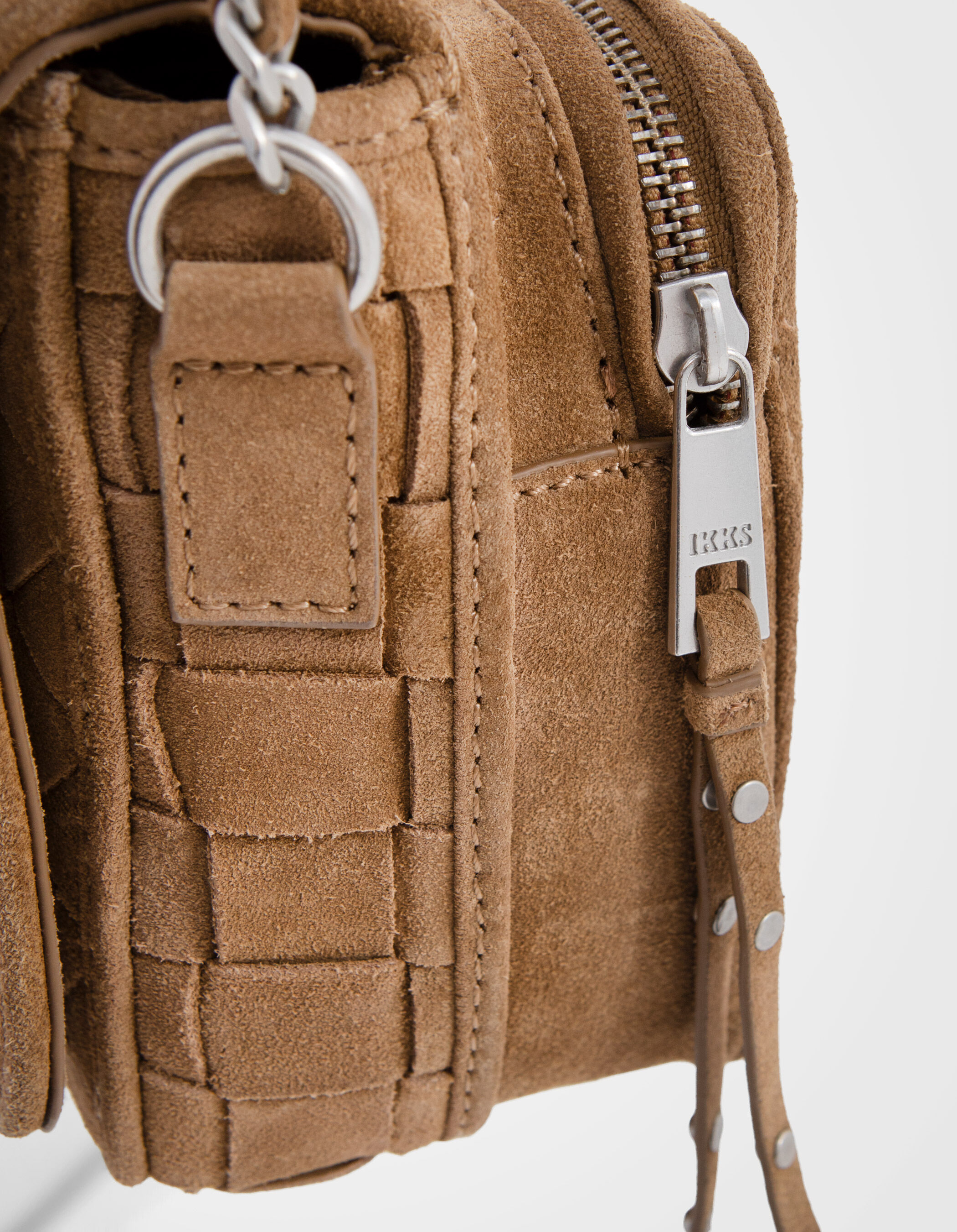 Sac 1440 Steward sable cuir velours tresse Femme IKKS