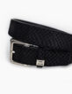 Ceinture noire en cuir nubuck effet croco Homme-4