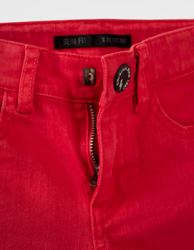 Jean slim rouge blanchi garçon-5