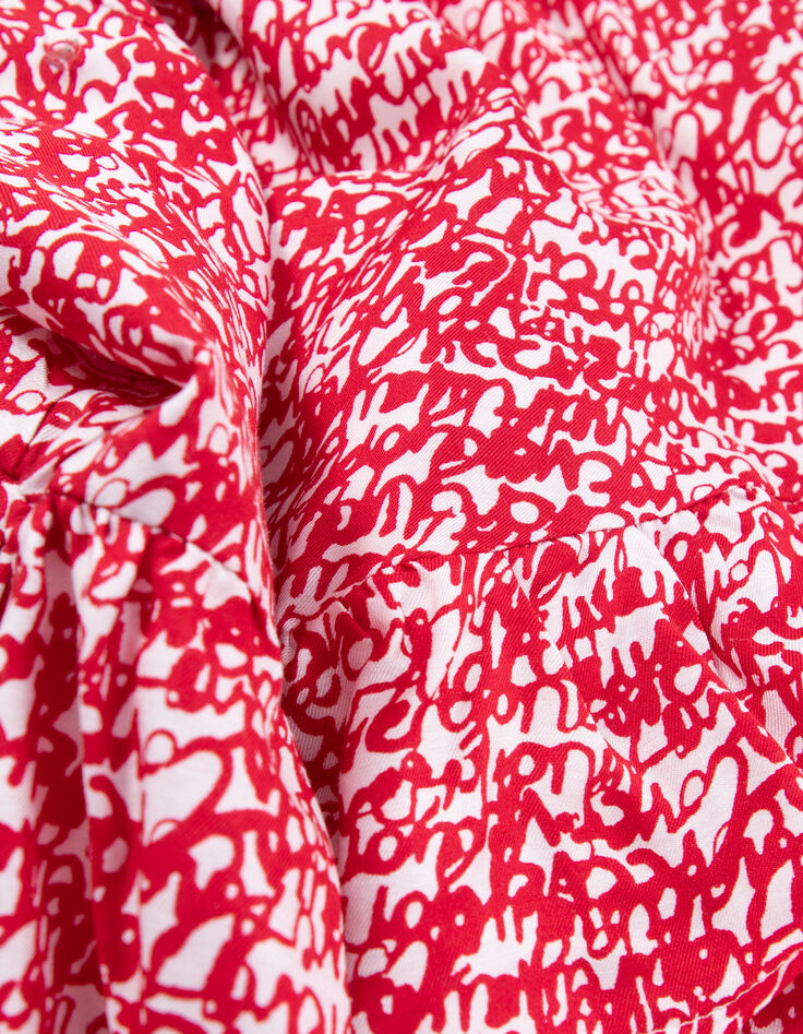 Rode jurk tagprint met volants Dames-5