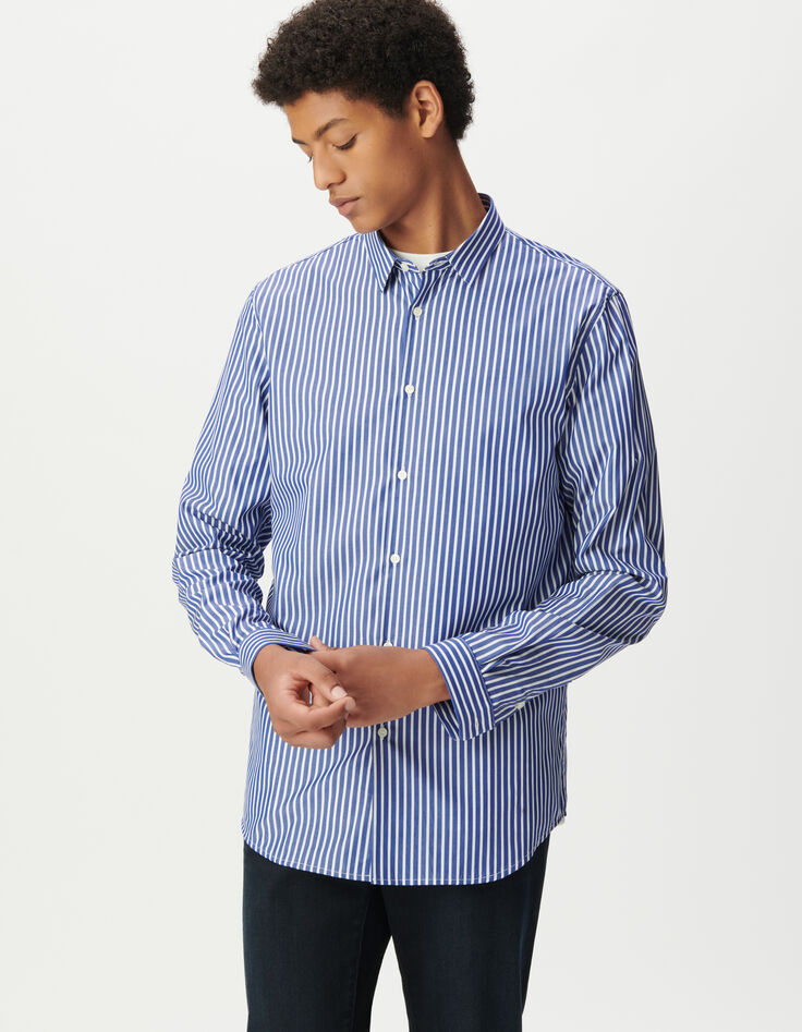 Marineblau gestreiftes REGULAR Hemd für Herren-5 Marineblau gestreiftes REGULAR Hemd für Herren-5