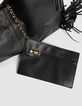 Schwarze Damenhobo-Tasche weiches Leder mit Fransen-4