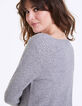 Pull gris en laine mousseuse détails studs femme-2
