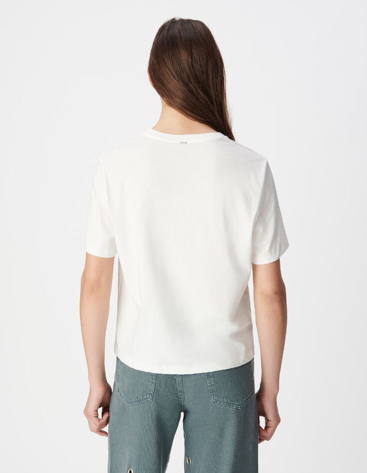 Camiseta blanca algod&oacute;n org&aacute;nico visual palmeras y sol Mujer-3