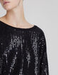 Women’s black knit oversize sweater, embroidered sequins-3