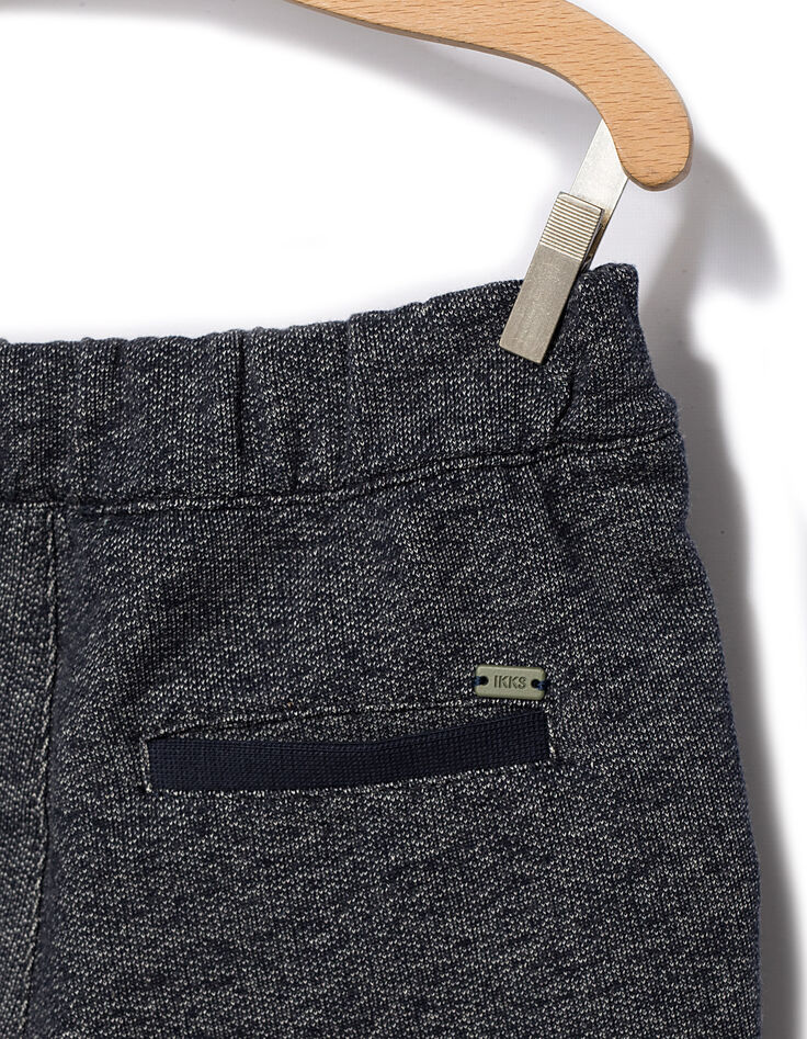 Navy gechineerde sweatbermuda -5