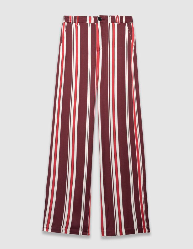 Weite, fließende, bordeauxrote Damenhose Streifen-5