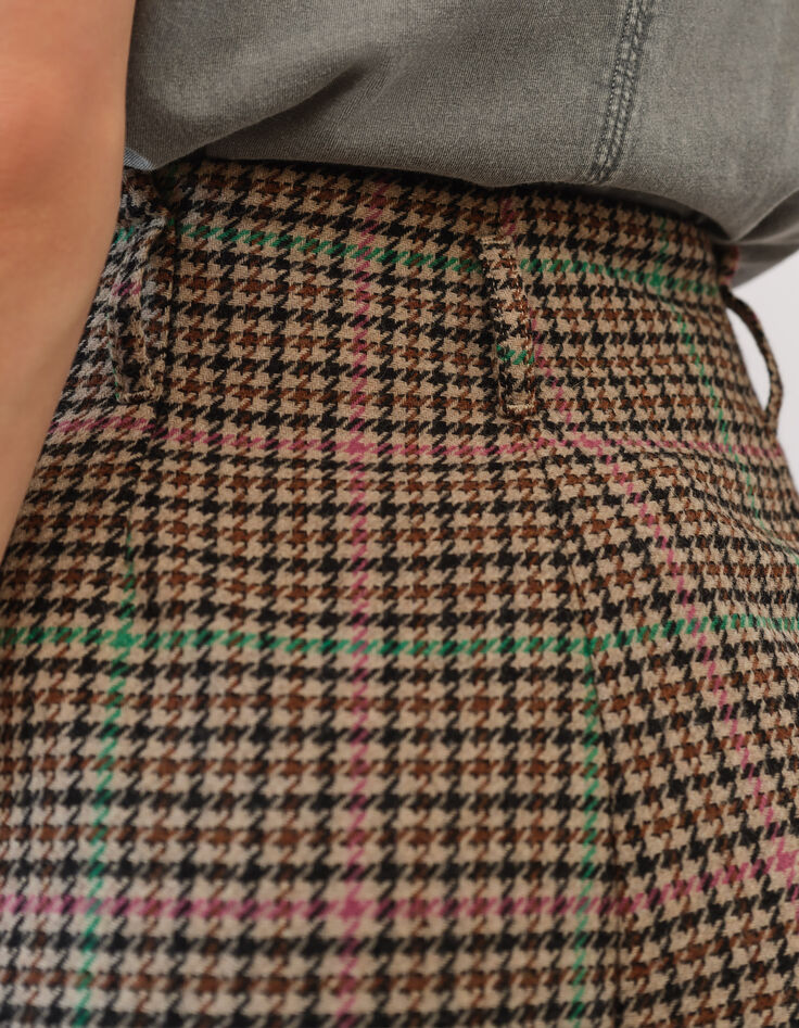 Damenshorts mit hohem Bund und Hahnentrittmuster-4