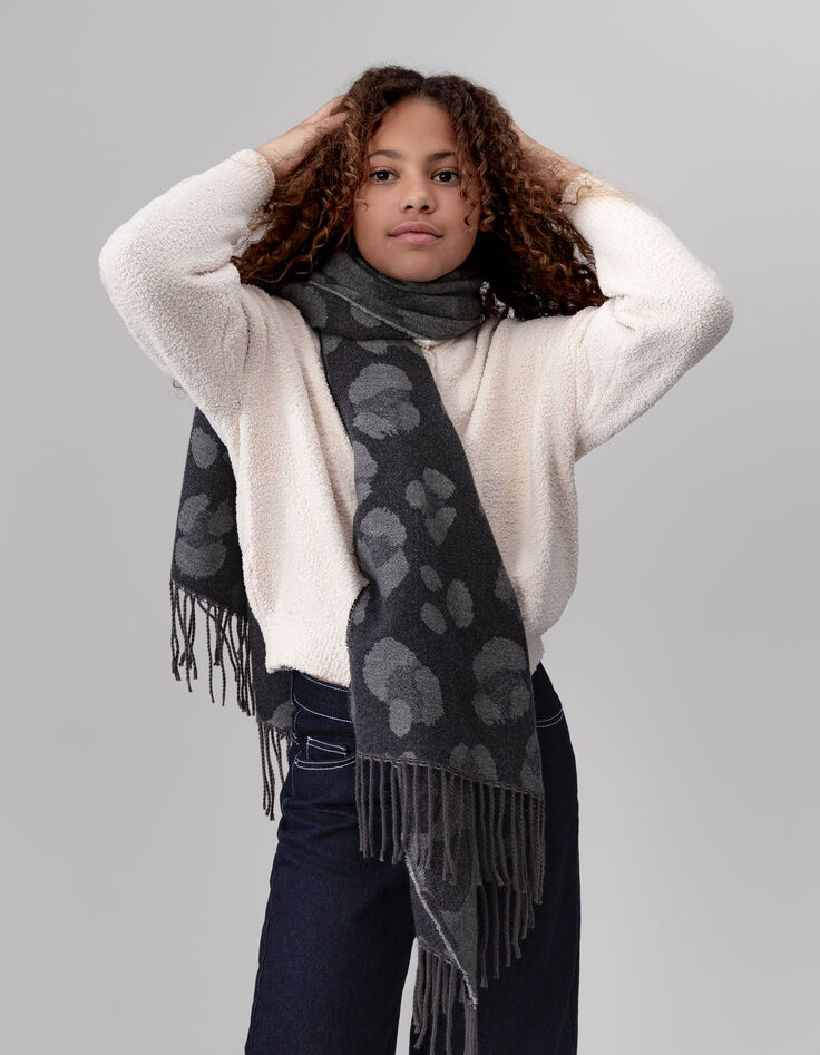 Black leopard jacquard scarf-1