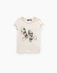 Girls’ ecru T-shirt with fringed sandal graphic-1