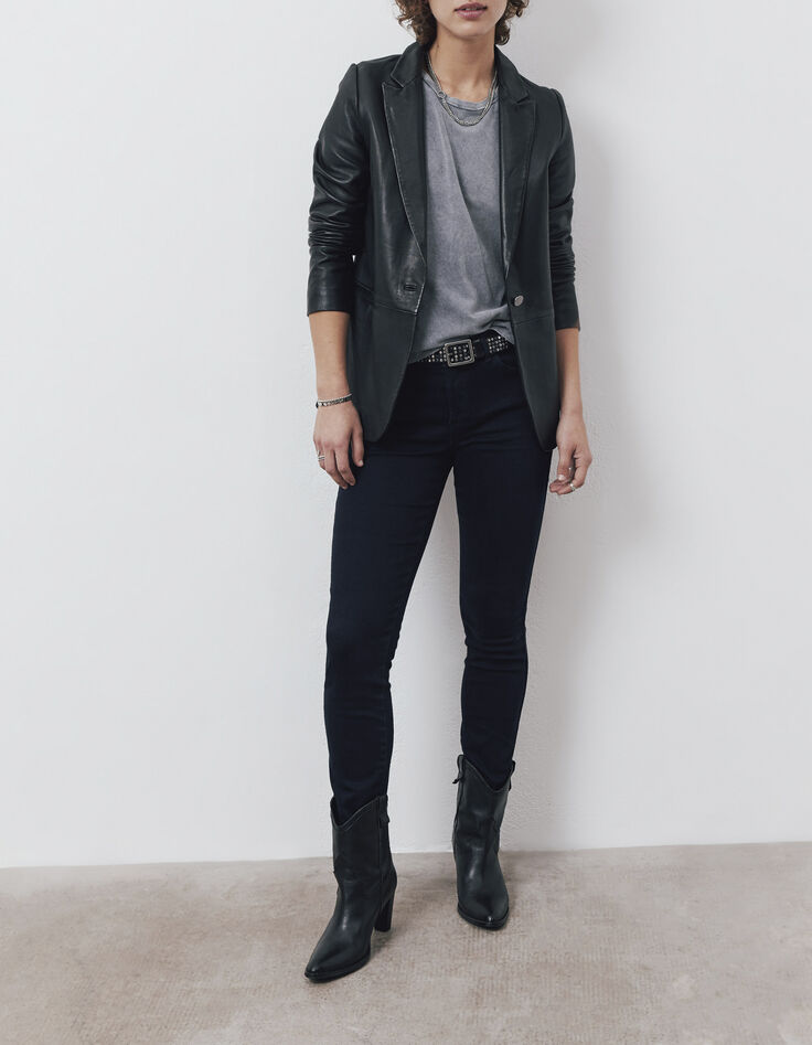 Blaue Sculpt-up-Damenjeans im Slim-Fit mit Strass-6