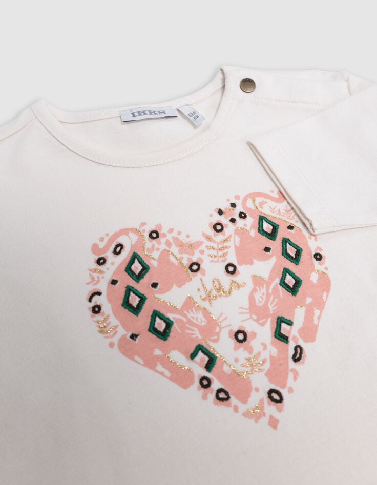 Beige visueel t-shirt hartjes-panthers baby meisje-5