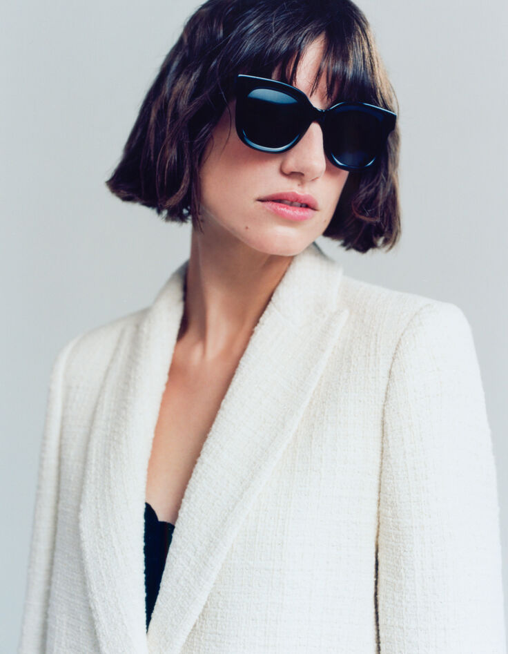Zonnebril zwart oversized vlinderstijl Dames-8