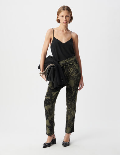 Paperbag broek kaki LENZING™ ECOVERO™ maxi jungle Dames - IKKS