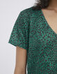 Groen T-shirt linnen tricot luipaardprint Dames-6