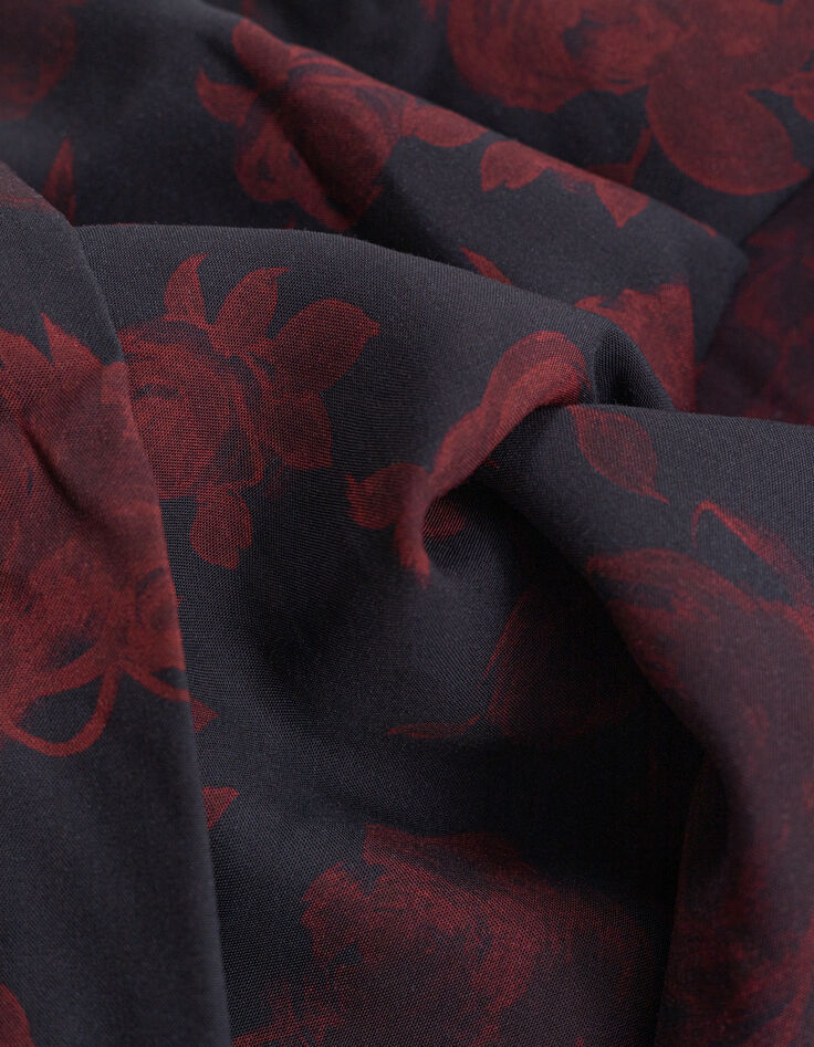 Camisa SLIM negra de hombre con estampado de rosas rojas-8 Camisa SLIM negra de hombre con estampado de rosas rojas-8