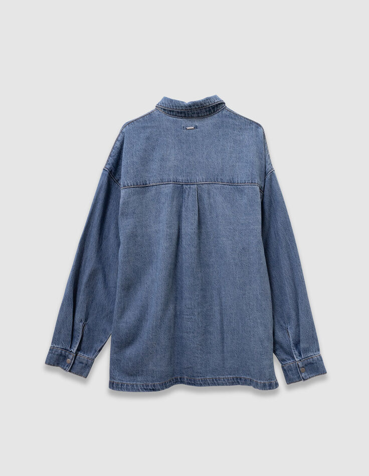 Camisa vaquera azul oversize niña-6