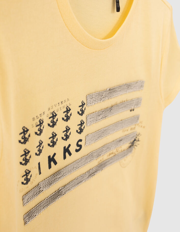 Boys’ yellow reversible sequin organic cotton T-shirt - IKKS