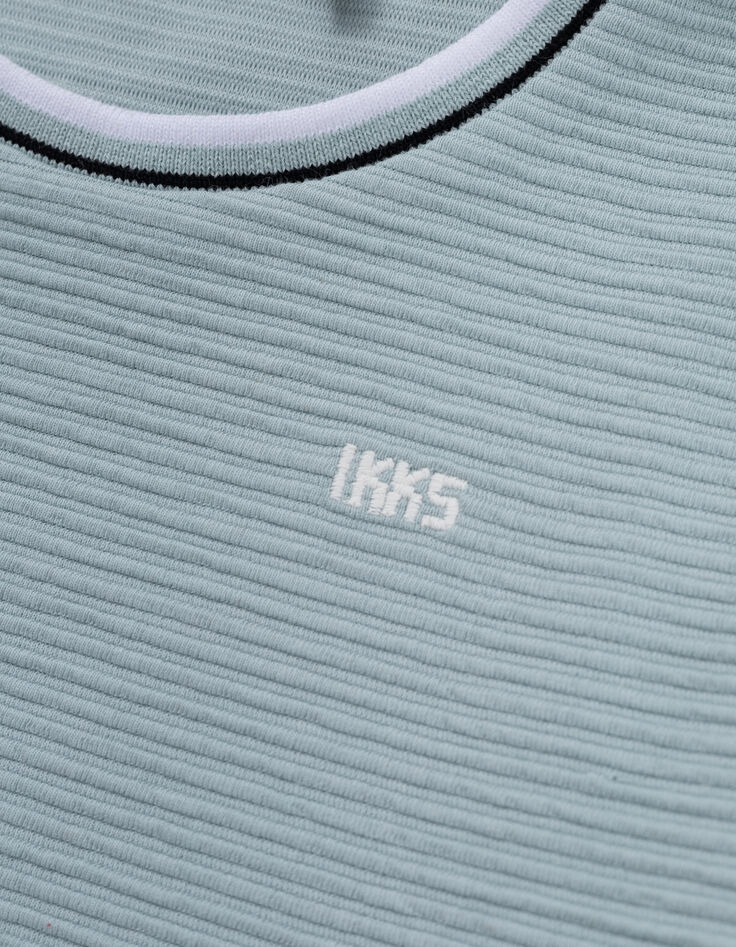 Grünes Jungen-T-Shirt mit Reliefstreifen-6