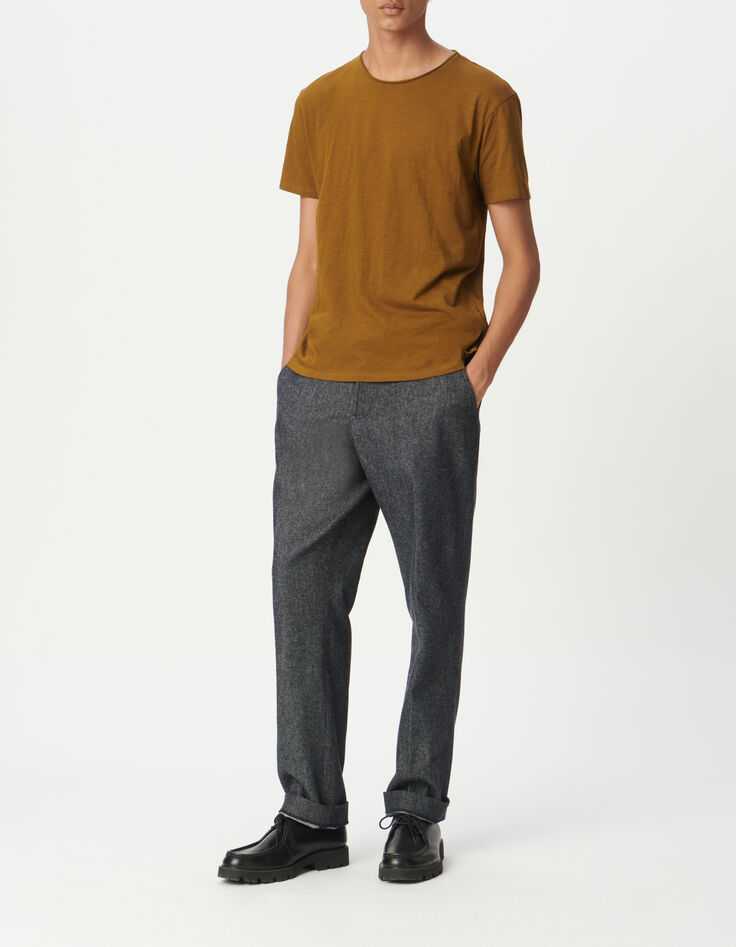 T-shirt col rond ocre coton bio flamm&eacute; Homme-2