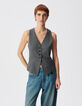 Gilet de costume sans manches gris rayures tennis Femme-2