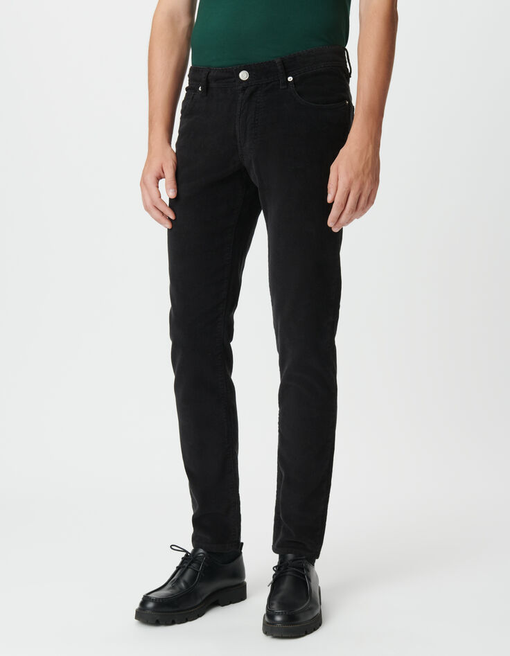 Zwarte slim broek fijne ribfluweel Heren-4