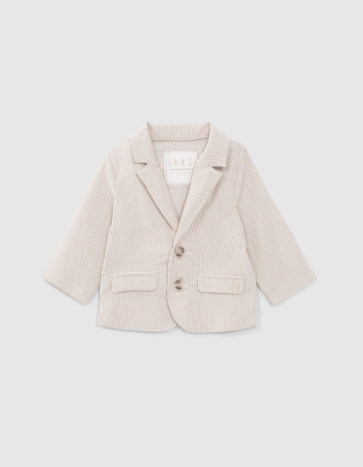 Beige gestreept blazer babyjongens-1