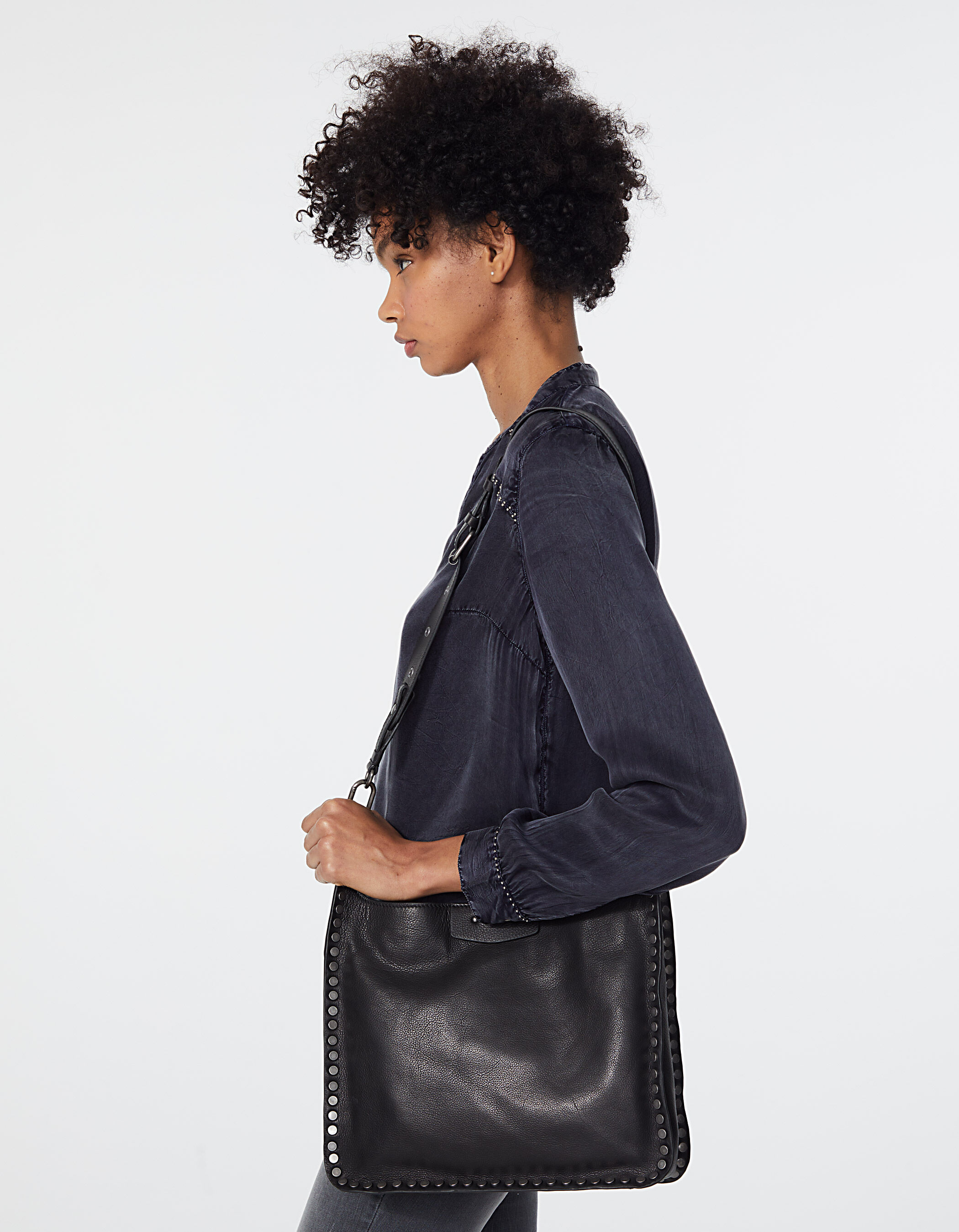 Guess purse bag satchel black studded leather | Guess purses, Studded  leather, Black studded