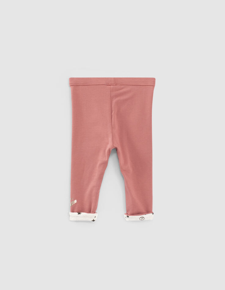 Leggings réversible bois de rose et mastic bébé fille-4