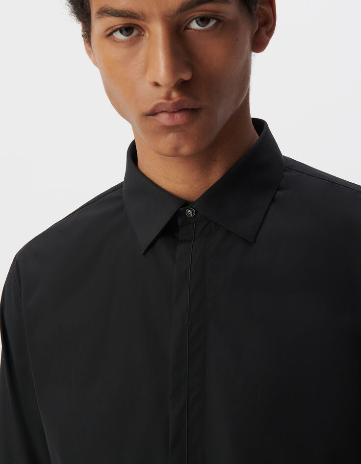 Pure Edition-Chemise SLIM noire patte brodée éclair Homme-4