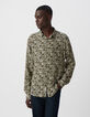 Men’s khaki SLIM shirt with floral skull print-2