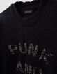 Pull navy fonc&eacute; tricot message jacquard fille-2