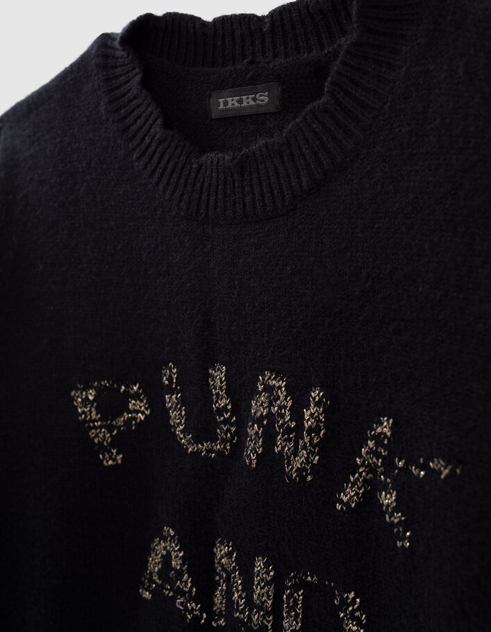 Jersey navy oscuro punto mensaje jacquard niña-4