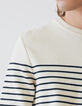 Pull marin blanc cass&eacute; tricot &agrave; rayures marine Homme-2