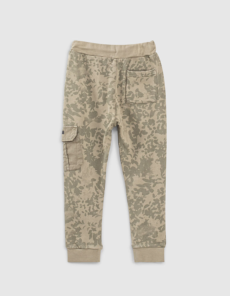 Jogging kaki clair à motif camouflage feuilles garçon -4