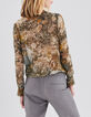 Blouse kaki imprimé paysage Femme-3