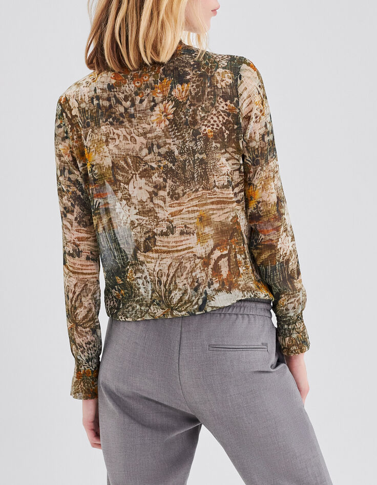 Blouse kaki imprimé paysage Femme-3