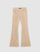 Pantalon FLARE beige taille basse en velours fille-1