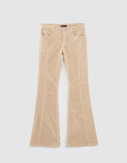 Pantalón flare beige cintura baja terciopelo niña - IKKS