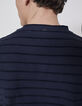 Camiseta azul marino rizo rayas relieve hombre-4
