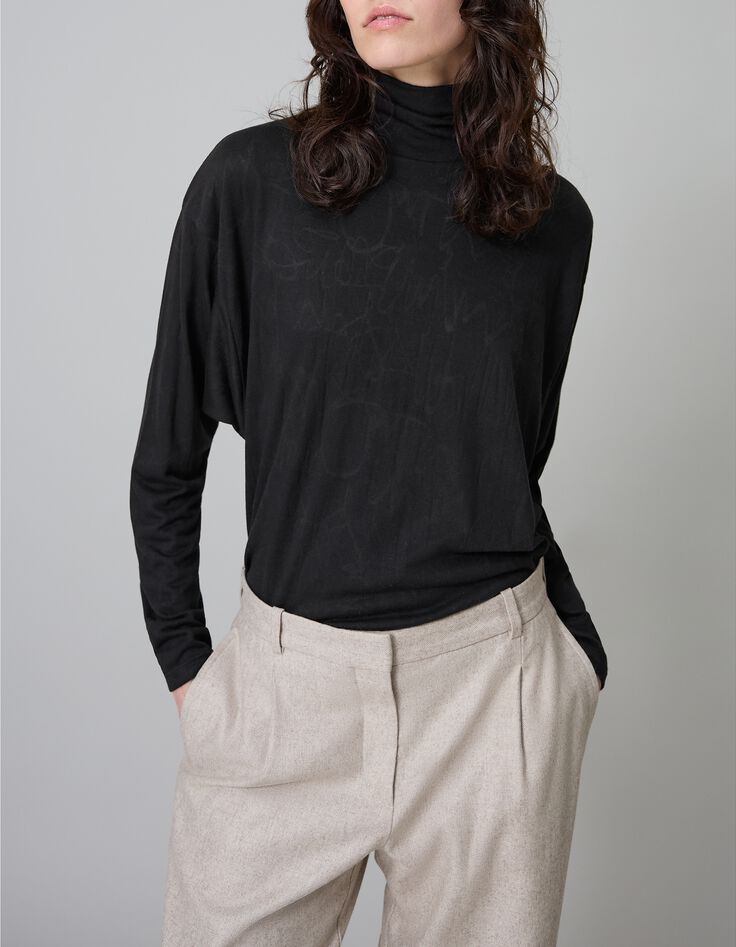 Pure Edition-Top black mesh with batwing sleeves for women-3