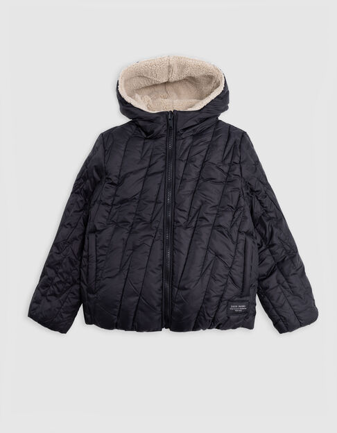 Wendejacke, beige, Sherpa, schwarzer Nylon für Jungen - IKKS