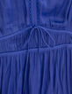 Women's royal blue crumpled dress with butterfly sleeves-6