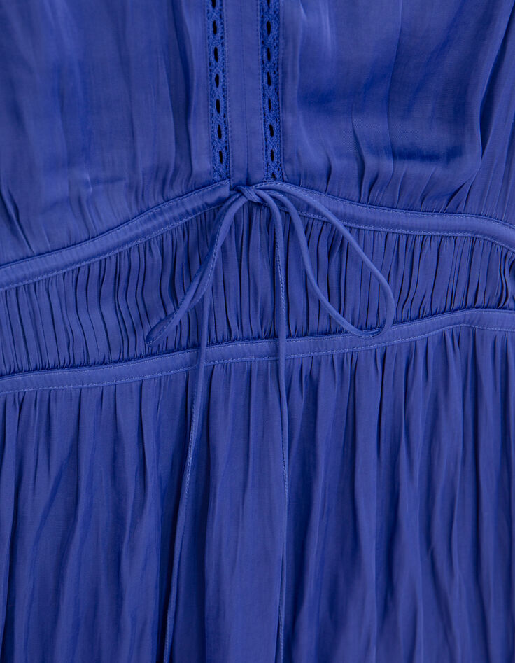 Women's royal blue crumpled dress with butterfly sleeves-6