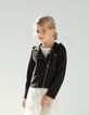 Zwart vest honingraattricot bikerstijl meisjes -6