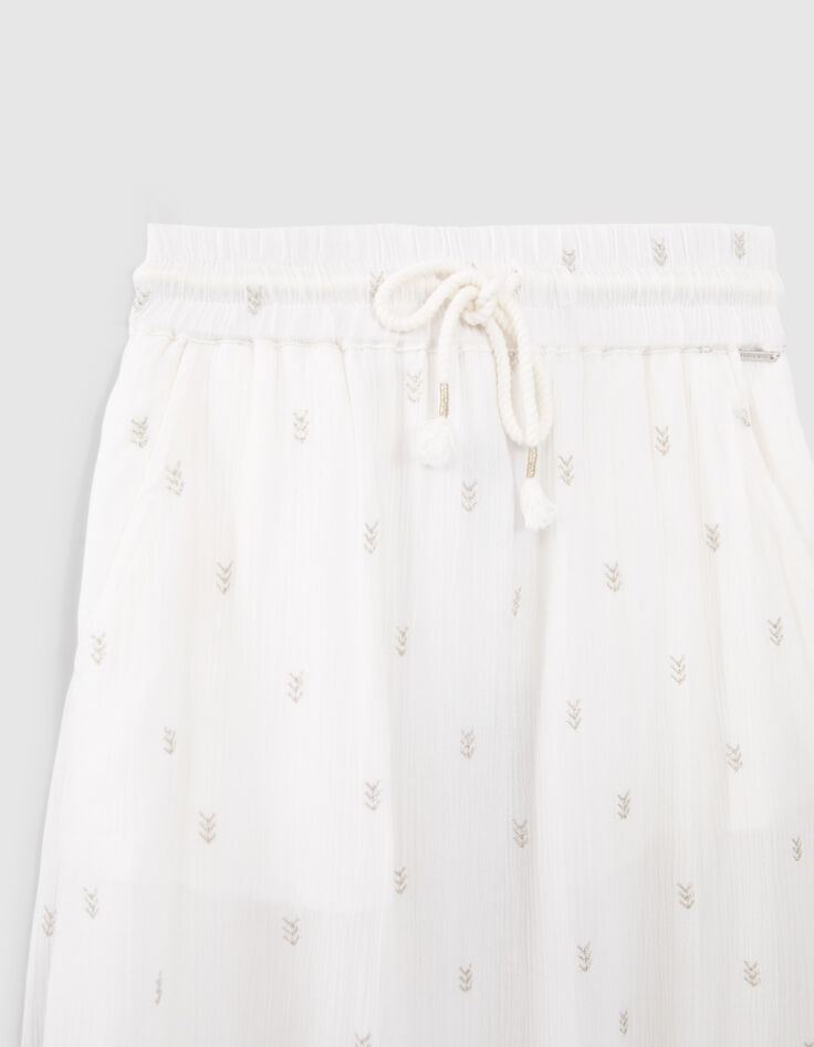 Lange gebroken witte rok gouden borduursels meisjes-3