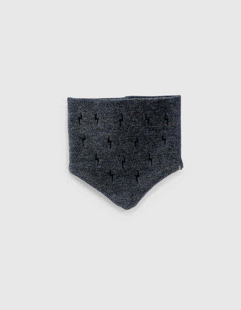 Snood gris anthracite tricot brodé éclair bébé garçon - IKKS