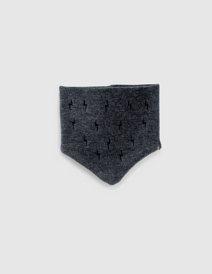 Snood gris anthracite tricot brodé éclair bébé garçon-1