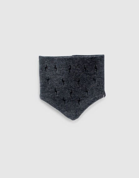 Baby boys’ charcoal grey lightning embroidered knit snood