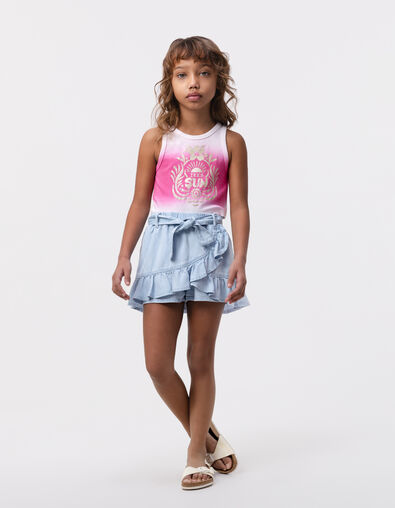 Jupe-short bleue effet portefeuille fille - IKKS